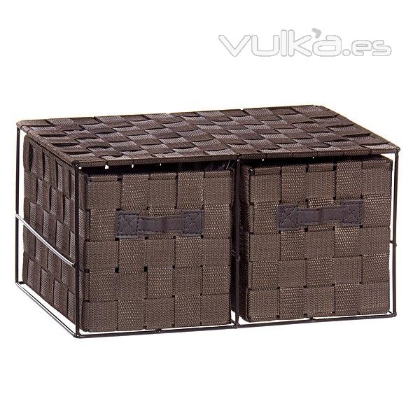 Mueble auxiliar. Cajonera entretela chocolate 2 cajones 17 en La Llimona home