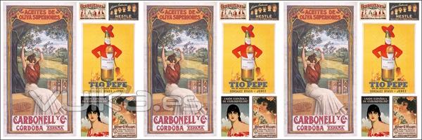 Diseo de carteles antiguos de publicidad de la coleccin Carlos Velasco para imanes o vinilos