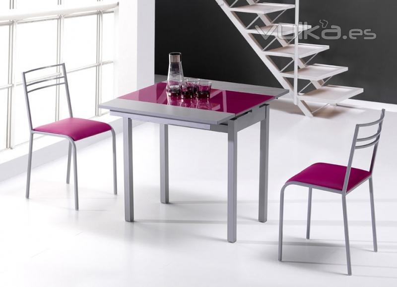 mesa cocina de cristal + sillas a conjunto