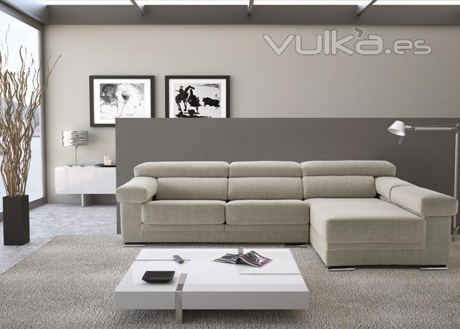 sofa chaiselong en color blanco