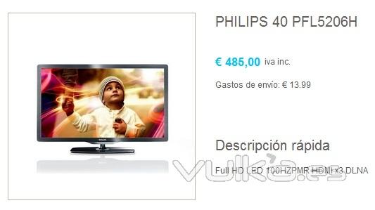 Televisor PHILIPS 40 PFL5206H por 485EUR