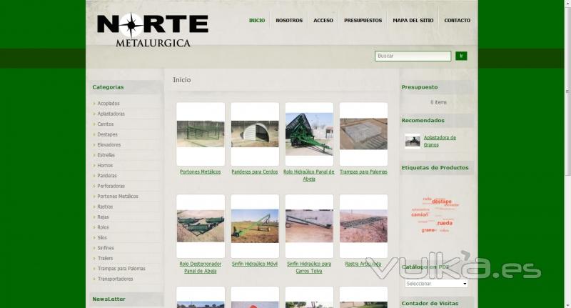 Vista del Catlogo de Productos de la web www.nortemetalurgica.com.ar