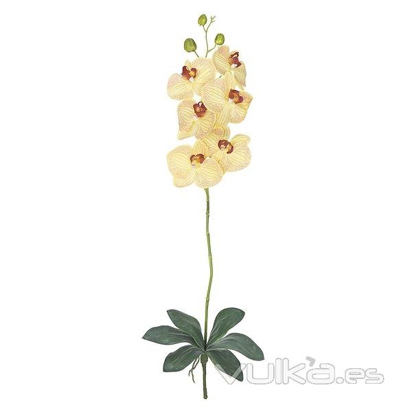 Flores artificiales. Rama orquideas artificiales latex amarilla con hojas 85 en lallimona.com (1)