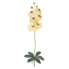Flores artificiales rama orquideas artificiales latex amarilla con hojas 85 en lallimonacom (1)