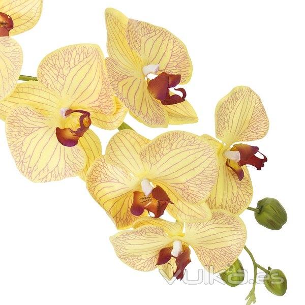 Flores artificiales. Rama orquideas artificiales latex amarilla con hojas 85 en lallimona.com (2)