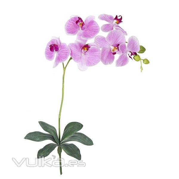 Flores artificiales. Rama orquideas artificiales latex lavanda con hojas 85 en lallimona.com