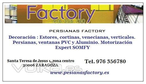 Tarjeta Persianas Factory