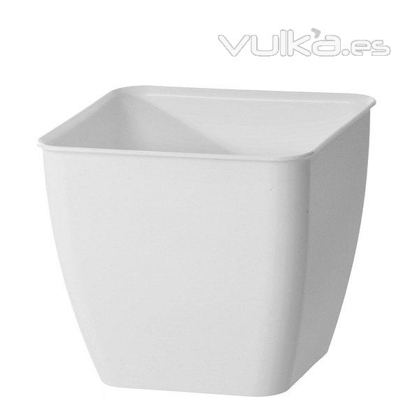 Maceta plstico square blanca 17 en lallimona.com