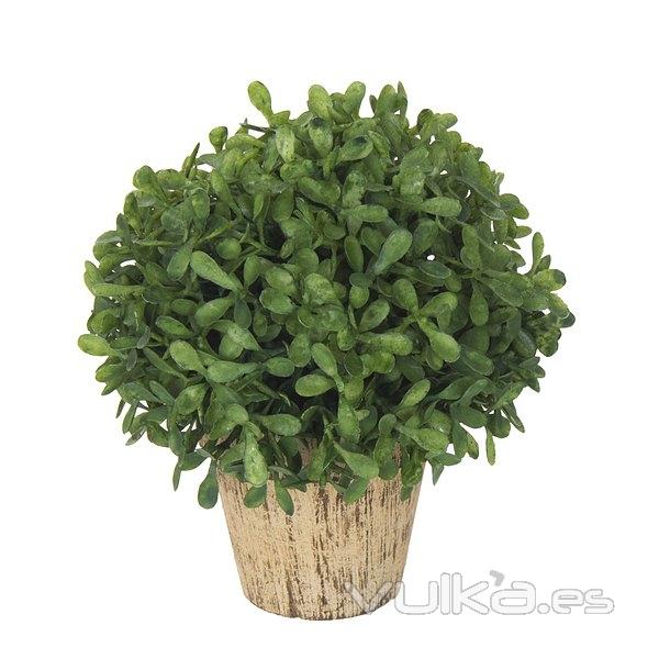 Plantas artificiales. Planta bola artificial hojas verdes con maceta 15 en lallimona.com