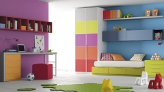 Habitacion juvenil con armario de colores del catalogo de muebles slango