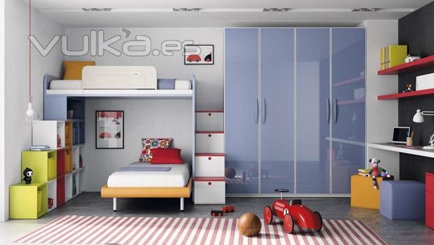 Muebles de dormitorio juvenil con dos camas del catalogo SlanGO