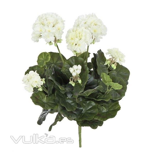Plantas artificiales con flores. Planta geranio artificial blanco en lallimona.com