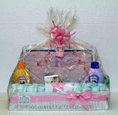 Canastilla para bebe, color rosa