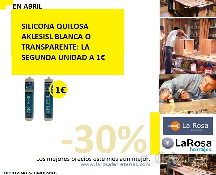 Oferta de abril 30% en silicona Quilosa Aklesil