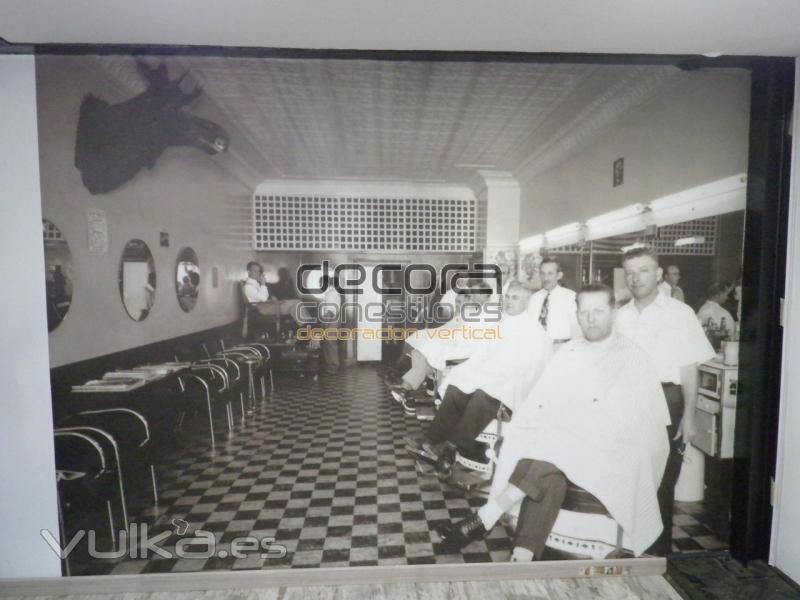 fotomural barberia antigua ZARAGOZA decoraconestilo.es