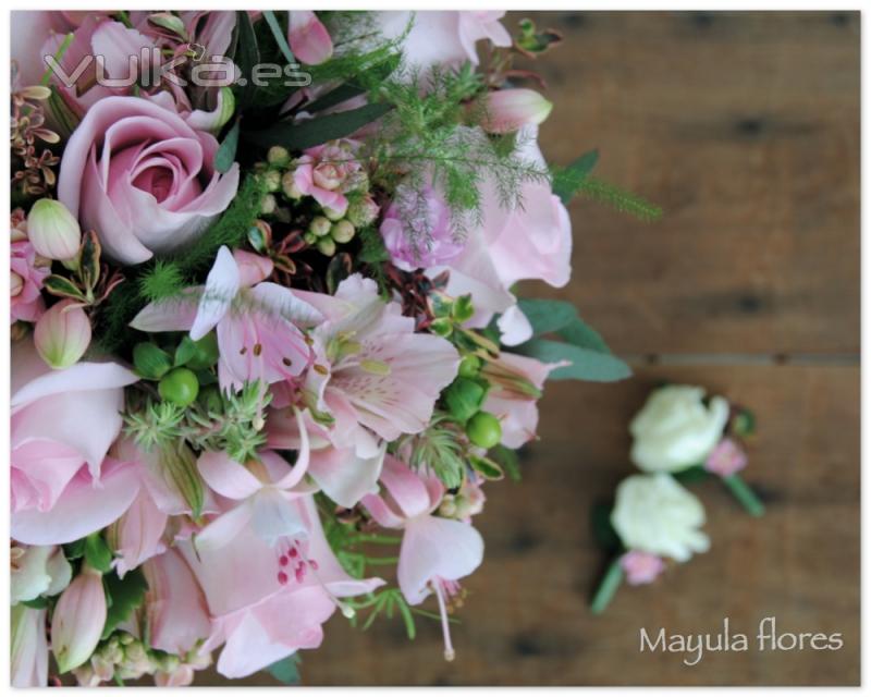 Ramo de novia en rosa suave Mayula flores