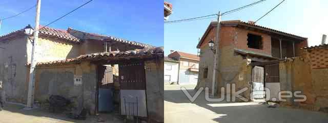 Rehabilitacin de una antigua casa rural de las cubierta, el forjado y el corredor.