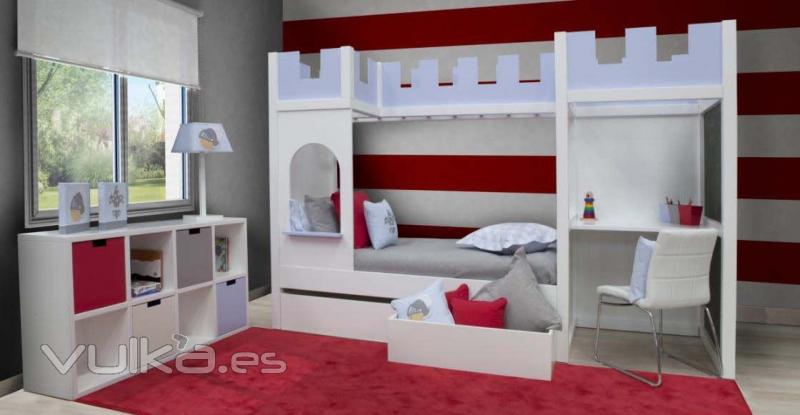  Ambiente Castillo. Cama nido, módulo, cajones, escritorio... De Babyroom