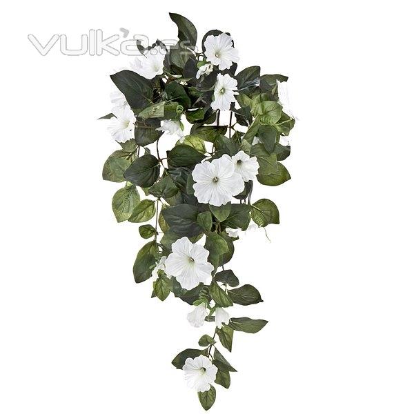 Plantas colgantes artificiales. Planta artificial colgante petunias blancas 7511-04-12 en La Llimona