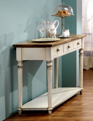Consola bonanza blanco patinado y madera olmo macizo