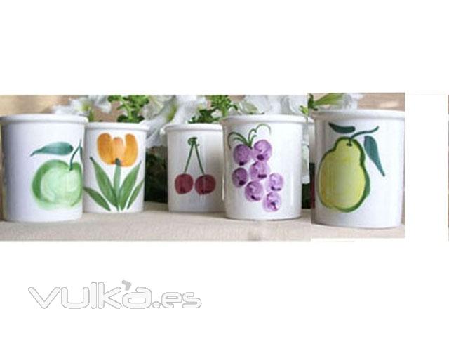 Vasos licor con motivos de frutas, pintados a mano