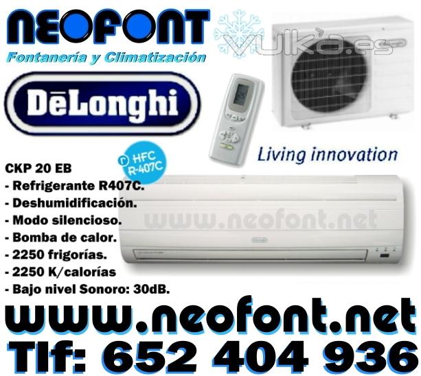 Aire Acondicionado split  DeLONGHI 2250 f/h, frio/calor, por solo 159EUR