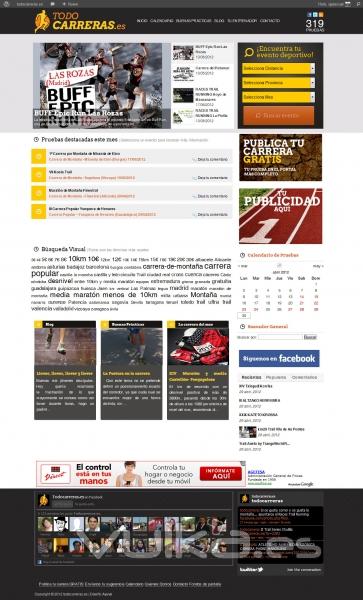 Diseo de la pgina web Todocarreras.es. Portal de carreras populares de Espaa