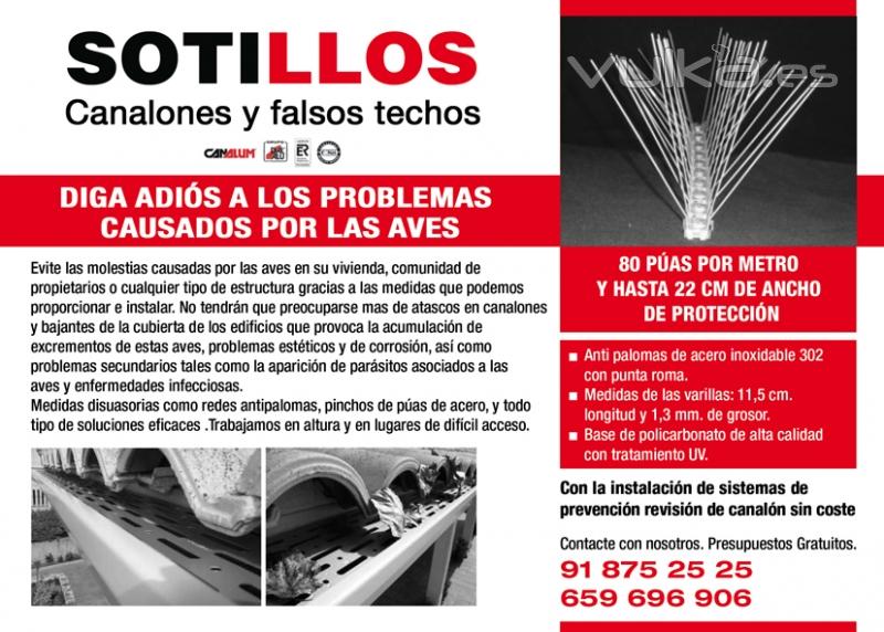 Rejillas antipalomas para los canalones pluviales