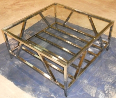 Mesa de centro con cristal hecho en acero onoxidable 1000x1000 mm (fabricamos a medida)