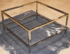 Mesa de centro con doble cristal hecho en acero inoxidable 1000x1000 mm (fabricamos a medida)