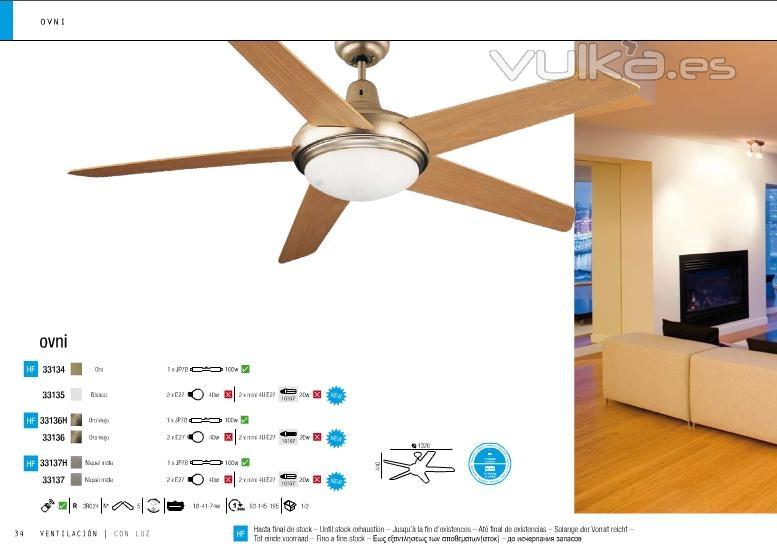 Ventilador con mando a distancia, disponible en muchos colores.