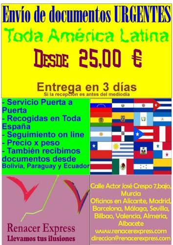 Envio urgente de documentos América Latina