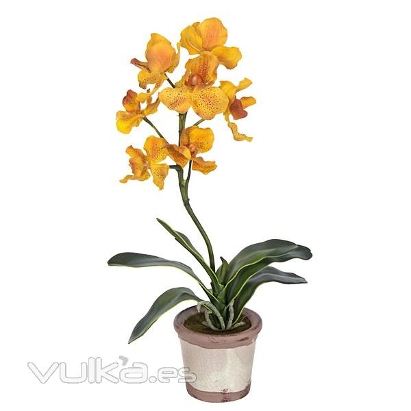 Plantas artificiales con flores. Planta orquidea artificial vanda naranja 33 en La Llimona home
