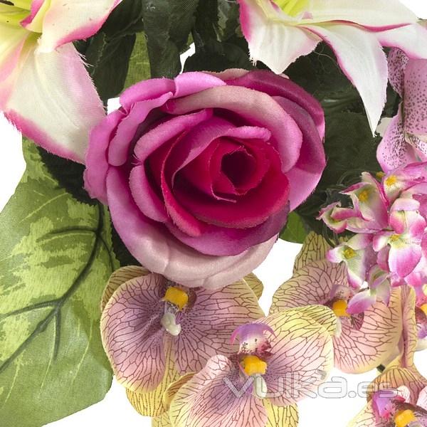Bouquets y ramos artificiales. Bouquet de flores artificiales lilium rosa en La Llimona home (2)