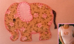 Camiseta patchwork, elefante.