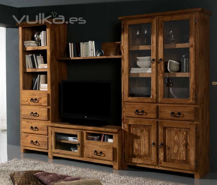 Mueble modular para el salóon rustico mexicano,vitrina, mueble tv y libreria