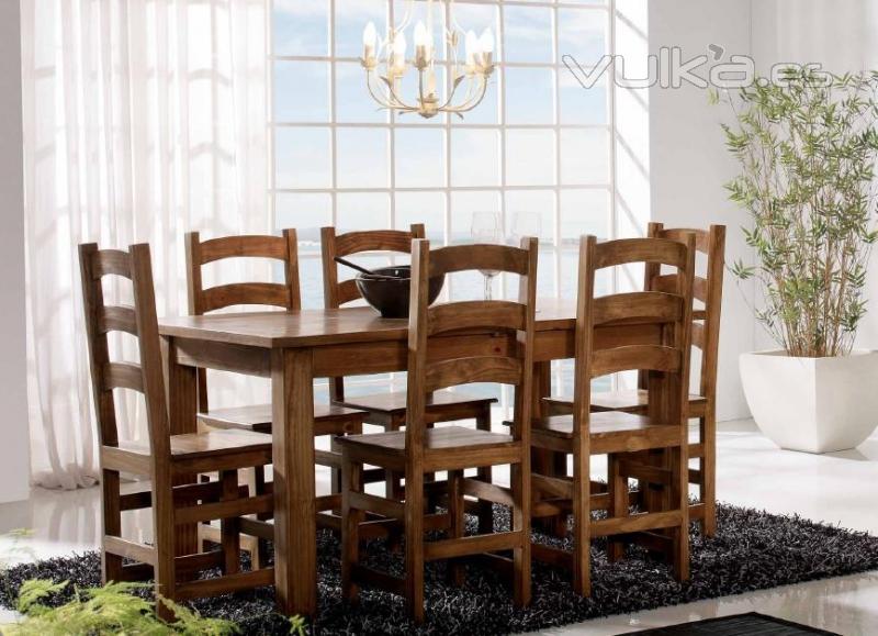 Mesa ce comedor extensible rustica mexicana en madera maciza