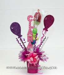 Centro de mesa con chuches para nina