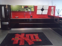 Rojo y negro con alfombra china