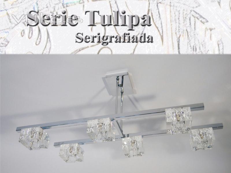 Lmpara de seis tulipas serigrafiadas 