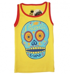 Camiseta tirantes rockera bebé niño niña con estampado calavera amarilla de la marca Be Lucky Kid
