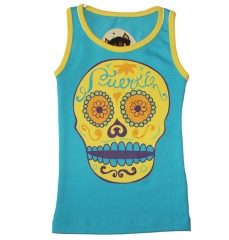 Camiseta tirantes rockera bebé niño niña con estampado calavera azul de la marca Be Lucky Kids