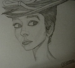 La dama del sombrero. por olivier rodriguez. dibujo a lapiz.
