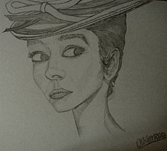 La dama del sombrero por olivier rodriguez dibujo a lapiz