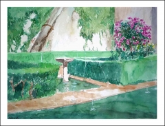 Jardines de la alhambra, acuarela