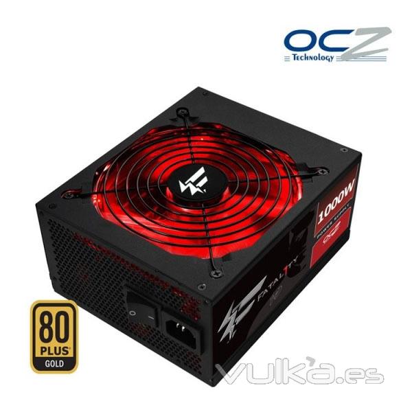 OCZ Fatal1ty, fuente gaming de 1.000 w, certificado 80 Plus Gold.