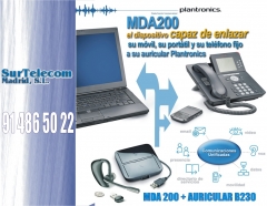 Mda200, dispositivo que enlaza el portatil, el fijo y el auricular plantronics