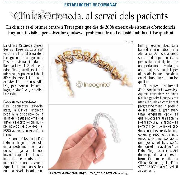 Ortoneda articulo Ortodoncia Invisible y Ortodoncia Lingual