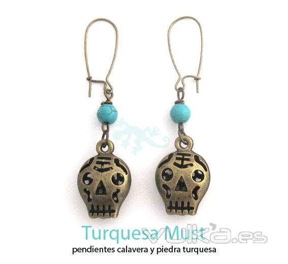 Pendientes turquesa y calavera