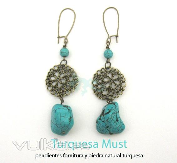 Pendientes fornitura y turquesa